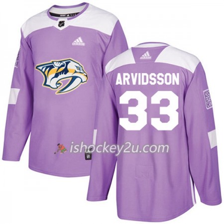 Mænd NHL Nashville Predators Trøje Viktor Arvidsson 33 Adidas 2017-2018 Lilla Fights Cancer Practice Authentic